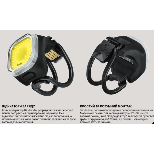 Фото - Фонарь велосипедный Knog Blinder Mini Square Front 50 Lumens Black (12980)